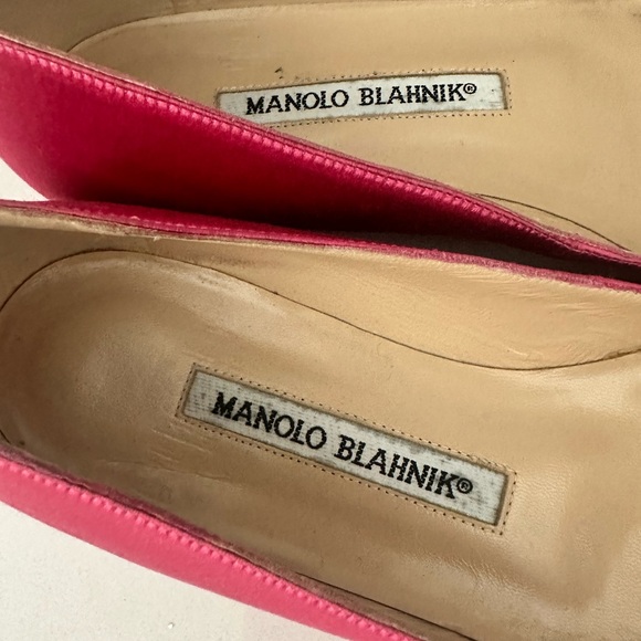 Manolo Blahnik Raspberry Dark Pink Satin Ballet Flats Size EU 35.5 - Picture 10 of 12